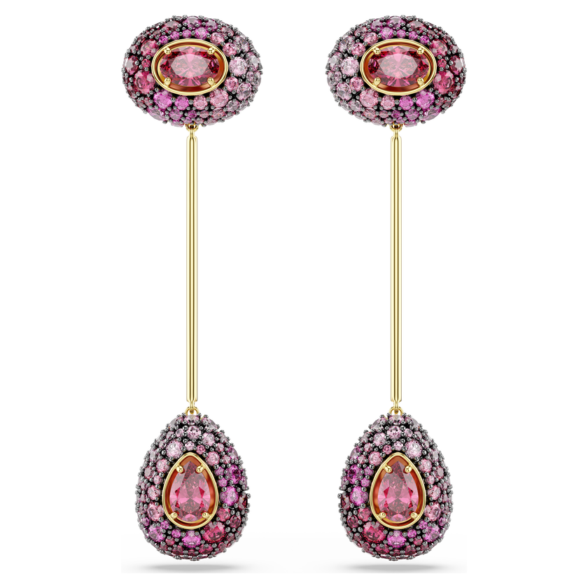 swarovski أقراط متدلية sublima، قطع على شكل كمثرى، لون أحمر، لمسة نهائية من الذهب عيار 18 قيراط