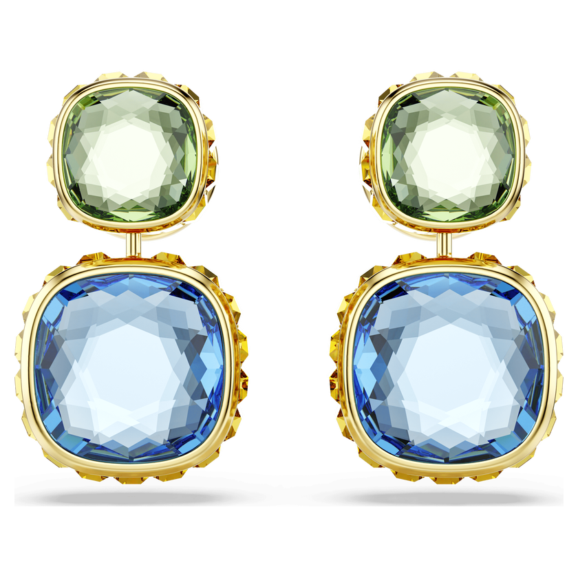 swarovski أقراط متدلية chroma، قطع على شكل وسادة، ألوان متعددة، طلاء باللون الذهبي