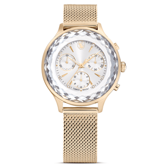 swarovski ساعة يد nova chrono، صناعة سويسرية، سوار معدني، لون ذهبي، لمسة نهائية بلون الشامبانيا الذهبي