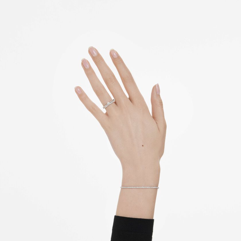 swarovski خاتم سوليتير eternity، أحجار ألماس مُصنعة في المختبر بإجمالي 0 25 قيراط، شكل مستدير، فضة إسترليني