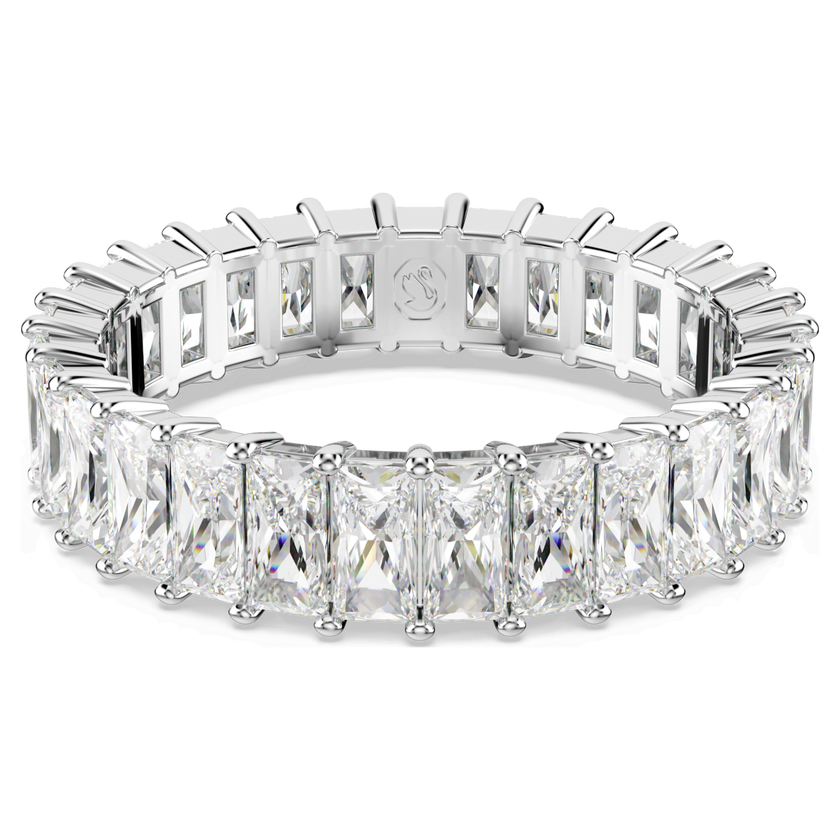 swarovski خاتم matrix، قطع باغيت، لون أبيض، طلاء روديوم