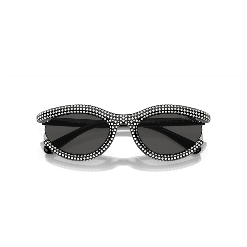 swarovski نظارة شمسية، شكل بيضاوي، sk6006el، لون أسود