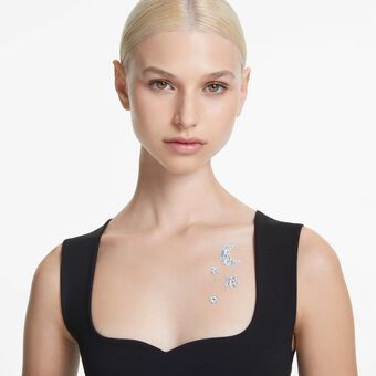 swarovski مجوهرات للجسم، طقم مكون من 4 قطع، على شكل هلال ونجمة، لون أبيض