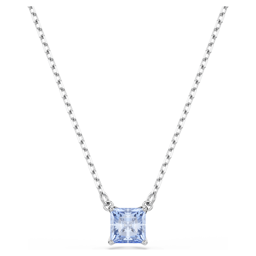 swarovski قلادة matrix، قطع مربع، لون أزرق، طلاء روديوم