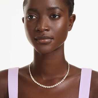 swarovski una angelic necklace  round cut  small  white  gold tone plated