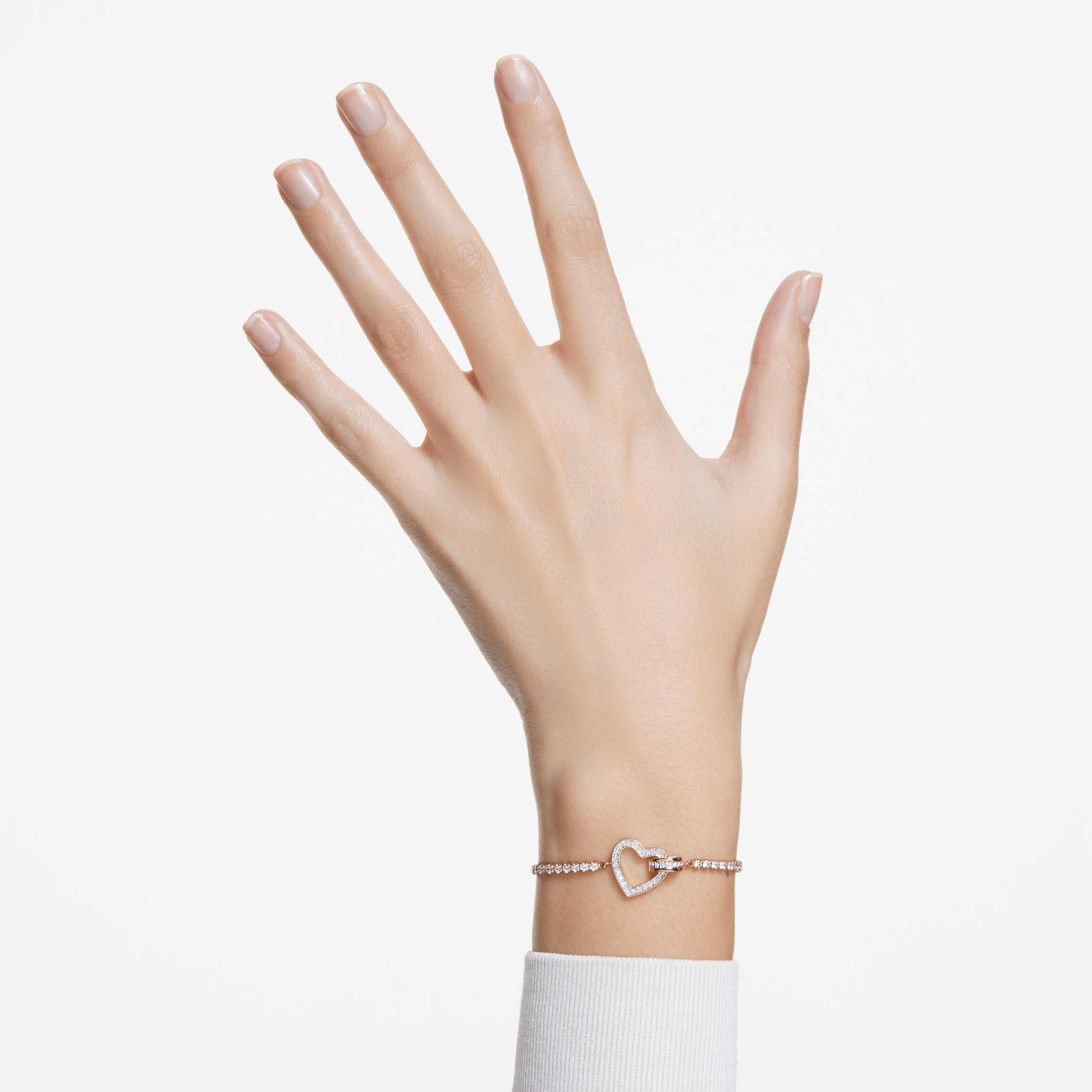 swarovski سوار lovely، على شكل قلب، لون أبيض، طلاء ذهبي وردي