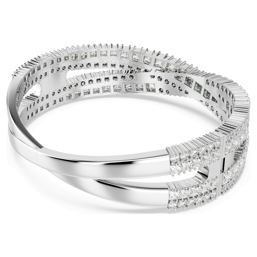swarovski سوار hyperbola عريض، قطع متنوع، شكل إنفينيتي، لون أبيض، طلاء روديوم