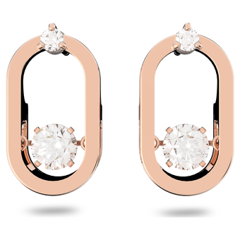swarovski أقراط دبوسية una، قطع مُستدير، شكل بيضاوي، لون أبيض، لمسة نهائية من الذهب الوردي عيار 18 قيراط