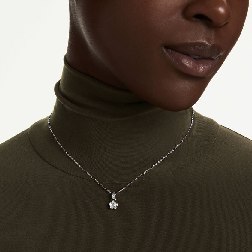 swarovski قلادة chroma، قطع متنوع، نجمة، لون أبيض، طلاء روديوم