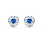 swarovski أقراط دبوسية one، على شكل قلب، لون أزرق، طلاء روديوم