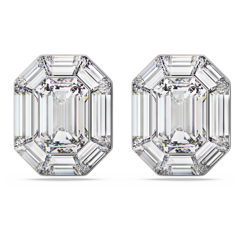 swarovski أقراط بمشبك lucent، قطع مثمن، لون أبيض