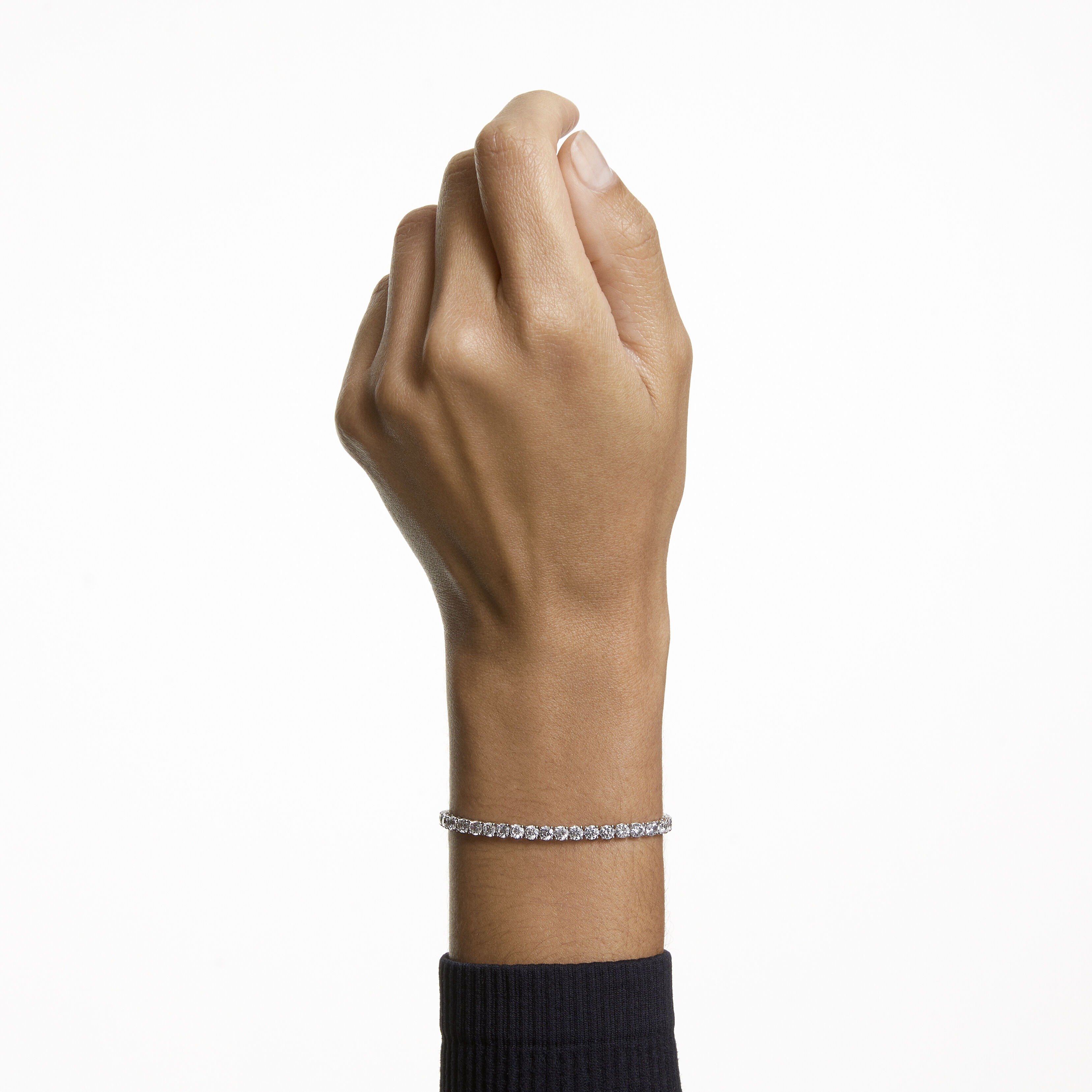 swarovski سوار tennis deluxe مستدير،  لون أبيض،  طلاء روديوم