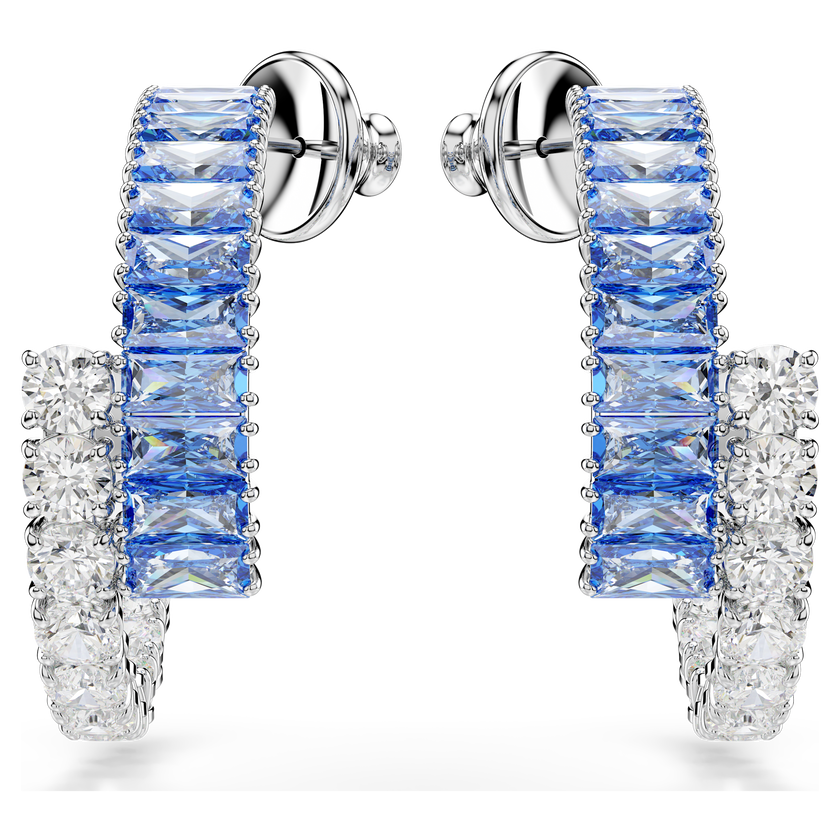 swarovski أقراط حلقية matrix، قطع متنوع، لون أزرق، طلاء روديوم