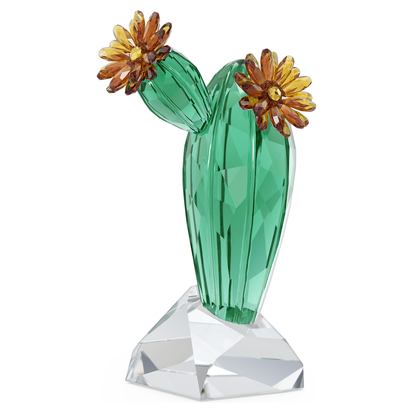 swarovski قطعة زينة golden yellow cactus على شكل صبار بلون أصفر ذهبي، مجموعة crystal flowers