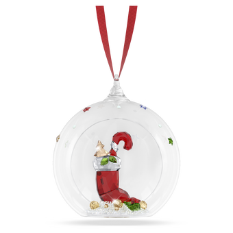 swarovski holiday cheers، زينة شكل كرة بجورب وحلوى