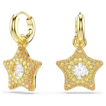 swarovski أقراط متدلية sublima، قطع مستدير، نجمة، ألوان متعددة، لمسة نهائية من الذهب عيار 18 قيراط