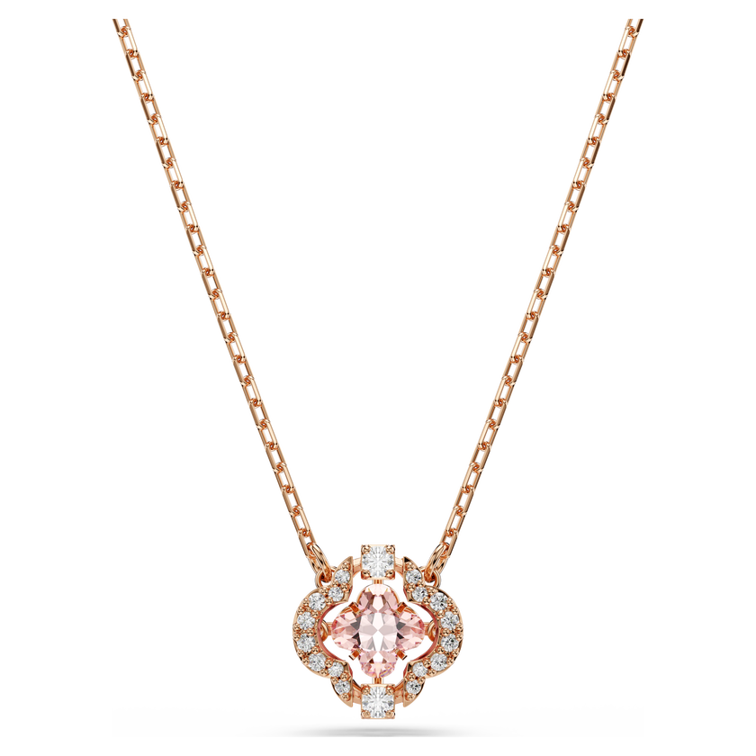 swarovski عقد una، على شكل زهرة البرسيم، لون وردي، طلاء ذهبي وردي