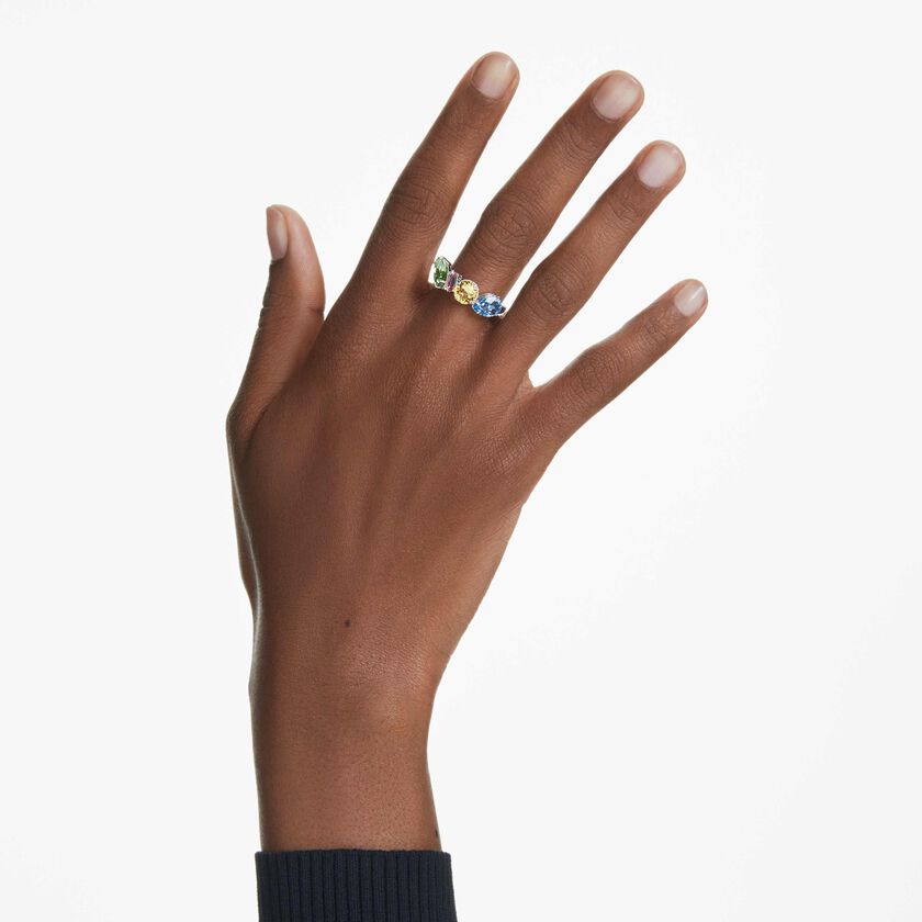 swarovski خاتم كوكتيل gema، قطع متنوع، ألوان متعددة، طلاء روديوم