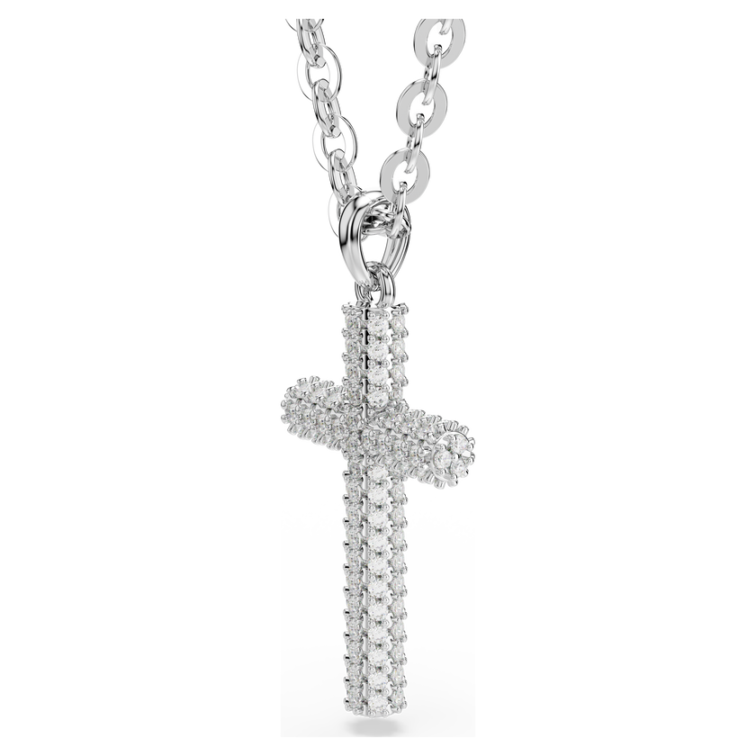 swarovski قلادة insigne، كريستالات متارصة، على شكل صليب، لون أبيض، طلاء روديوم