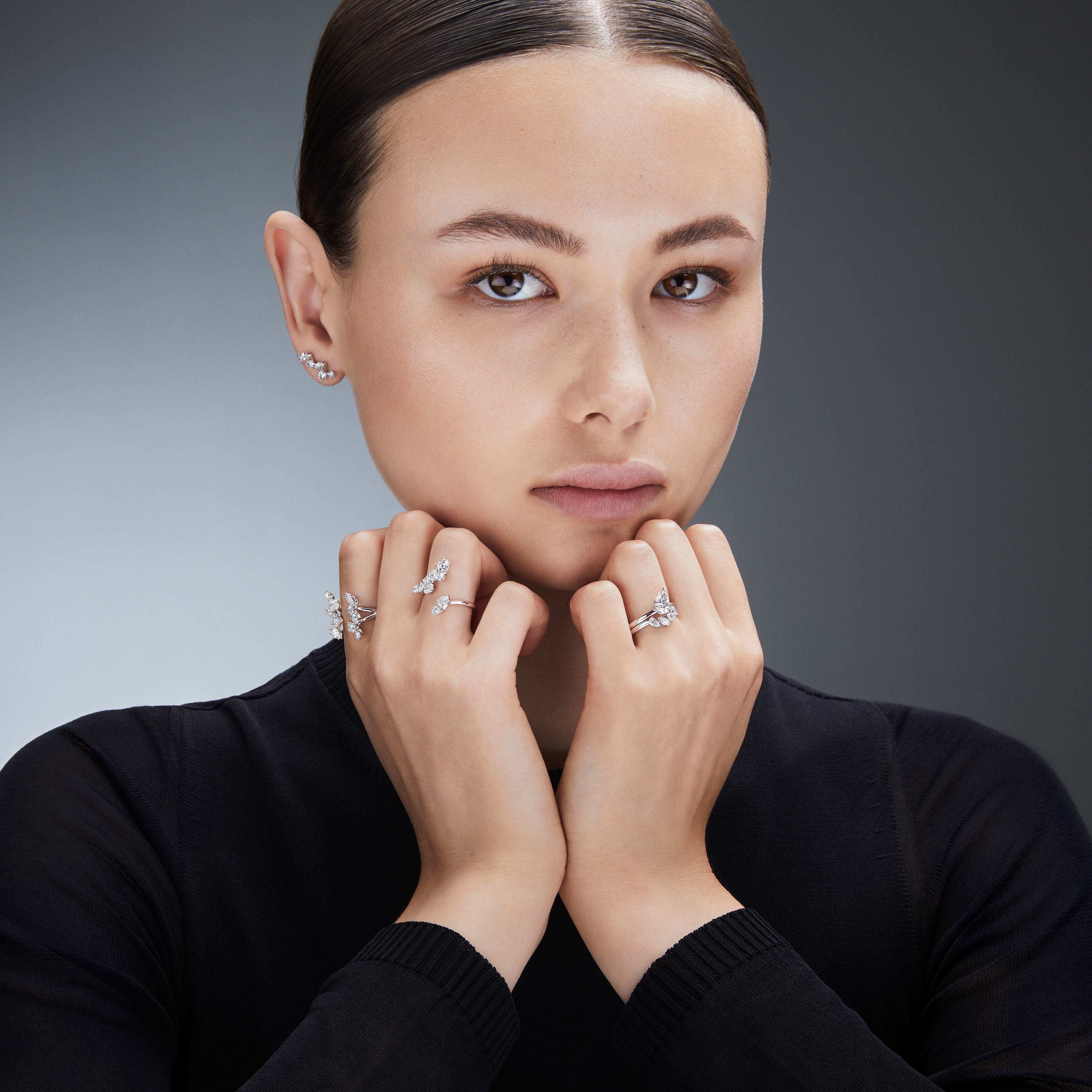 swarovski خاتم galaxy، أحجار ألماس مُصنعة في المختبر بإجمالي 1 4 قيراط، ذهب أبيض عيار 18