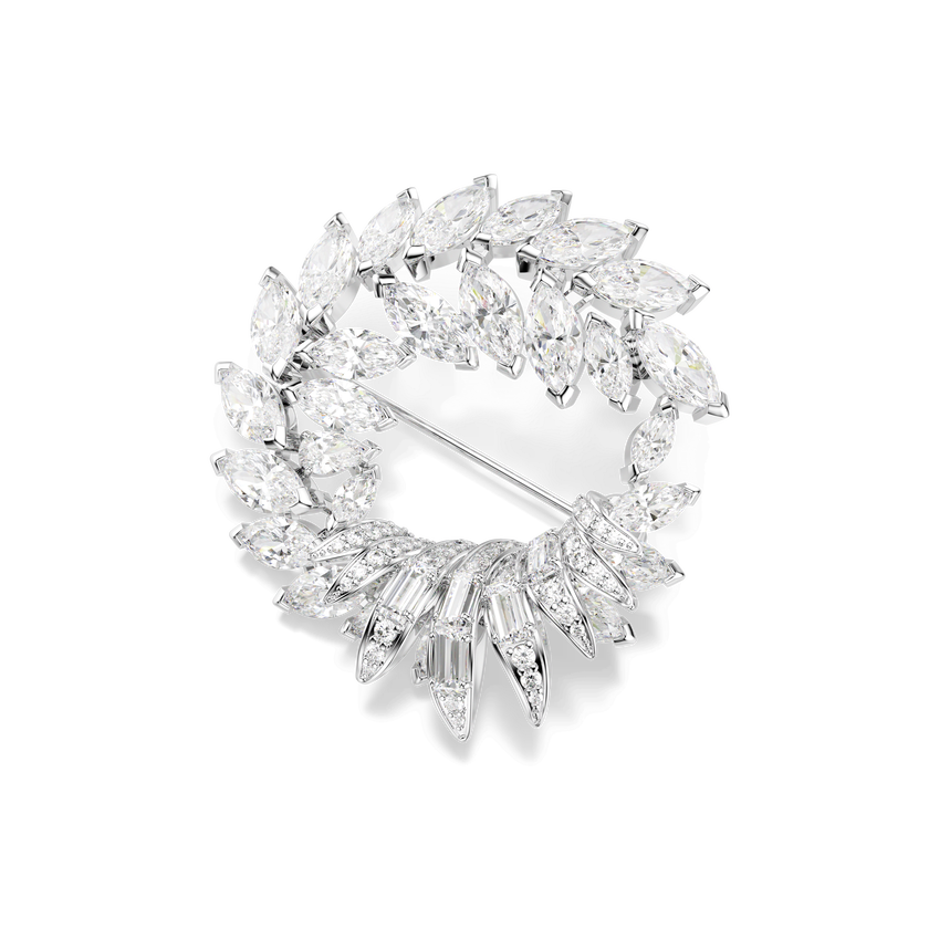 swarovski بروش mesmera، قطع ماركيز، لون أبيض، طلاء روديوم