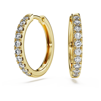 swarovski أقراط حلقية eternity، ألماس مُصنع في المختبر إجمالي 0 5 قيراط، شكل دائري، ذهب أصفر عيار 18 قيراط