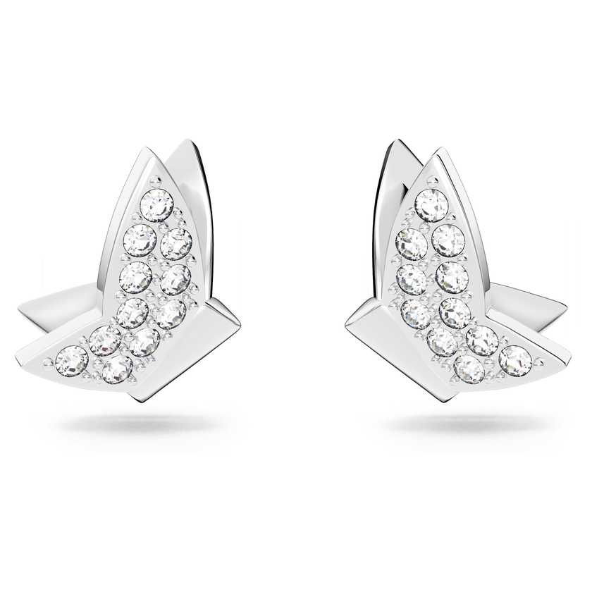 swarovski أقراط دبوسية idyllia lilia، شكل فراشة، لون أبيض، طلاء روديوم