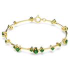 Constella bangle, Mixed round cuts, Green, Gold-tone plated