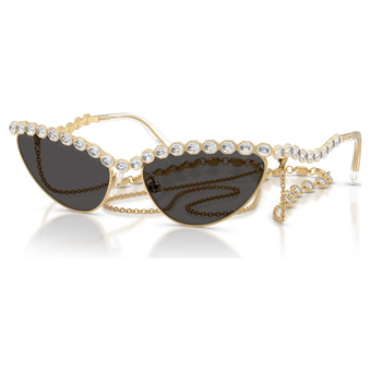 swarovski نظارة شمسية، شكل عين القطة، سلسلة، لون رمادي