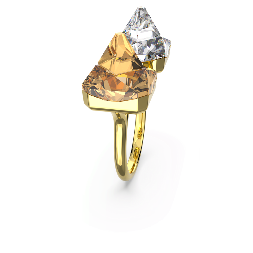 swarovski خاتم chroma، مزدان بكريستالات هرمية، ألوان متعددة، طلاء باللون الذهبي