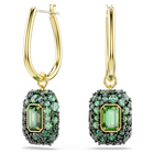 swarovski أقراط متدلية sublima، قطع مُثَمَّن، لون أخضر، لمسة نهائية من الذهب عيار 18 قيراط