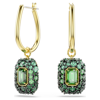 swarovski أقراط متدلية sublima، قطع مُثَمَّن، لون أخضر، لمسة نهائية من الذهب عيار 18 قيراط