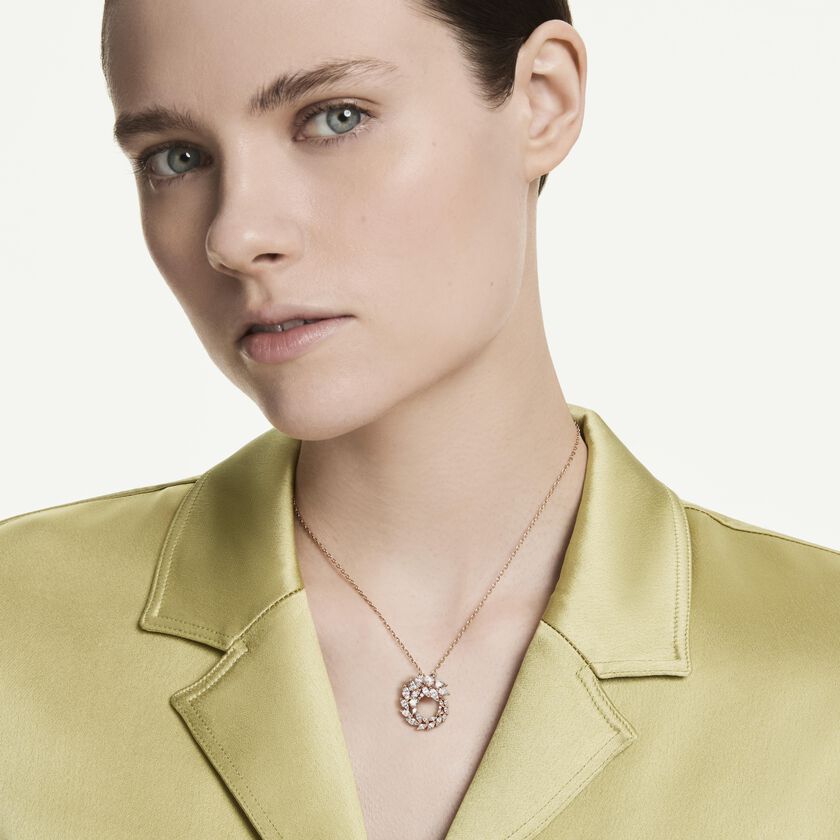 swarovski قلادة mesmera، قطع ماركيز، لون أبيض، لمسة نهائية من الذهب الوردي عيار 18 قيراط