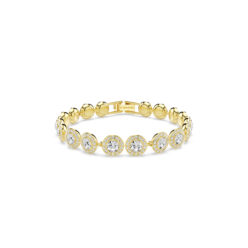 swarovski طقم una angelic، طقم  3 قطع ، قطع مستدير، لون أبيض، طلاء باللون الذهبي
