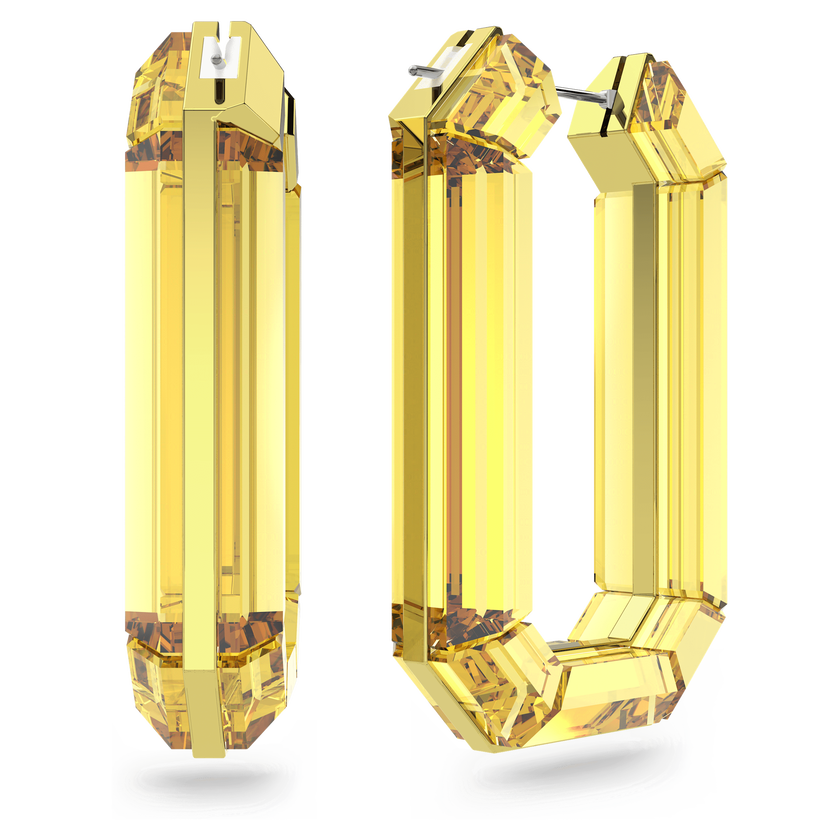 swarovski أقراط حلقية lucent، تصميم متميز، ثمانية الشكل، لون أصفر