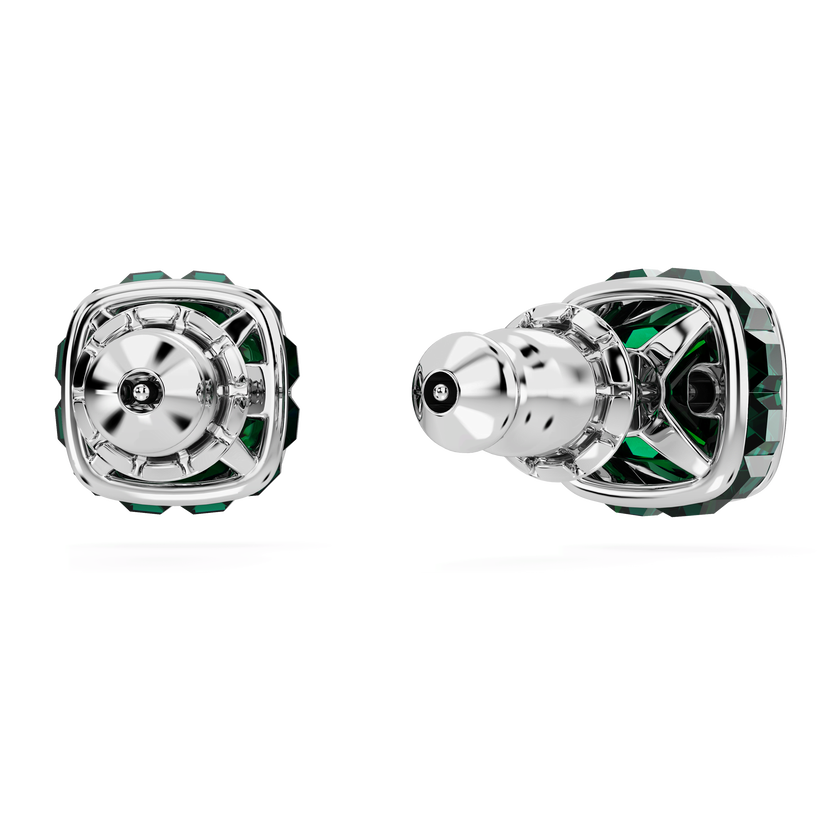 swarovski أقراط دبوسية  birthstone، قطع مربع، شهر مايو، لون أخضر، طلاء روديوم