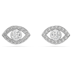 swarovski أقراط دبوسية luckily، قطع مستدير، أحجار كريستال صغيرة متراصة، لون أبيض، طلاء روديوم