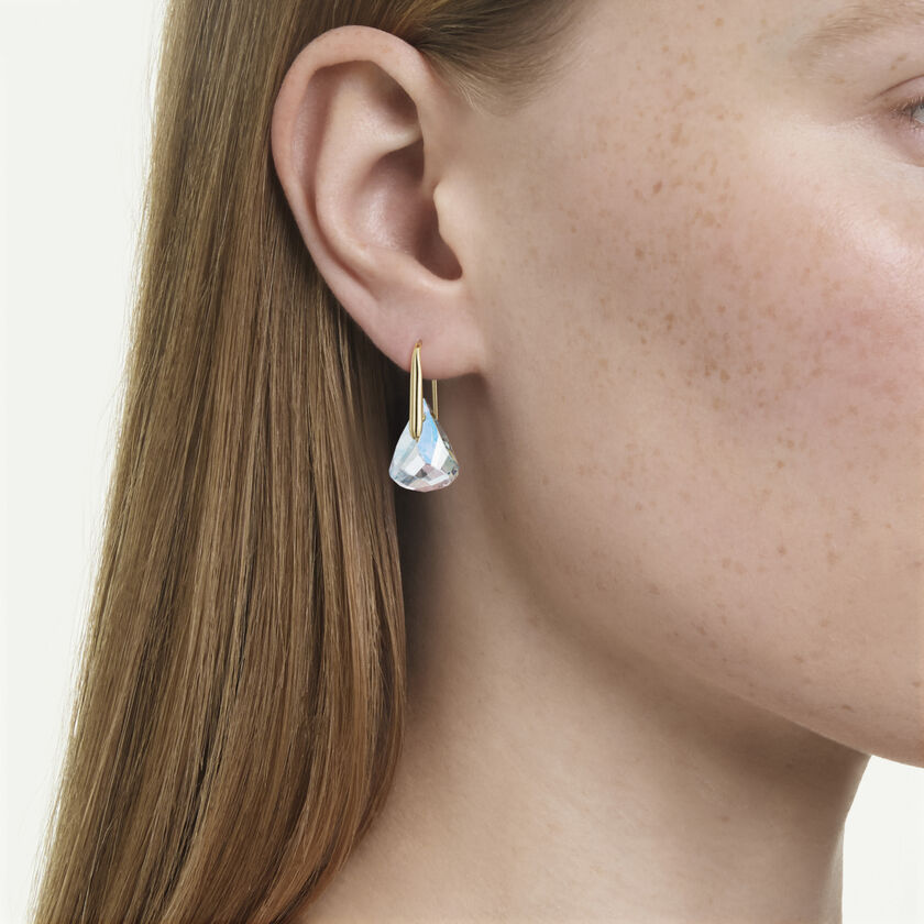 swarovski أقراط متدلية lunar، قطع بيضاوي، لون أبيض، لمسة نهائية من الذهب عيار 18 قيراط
