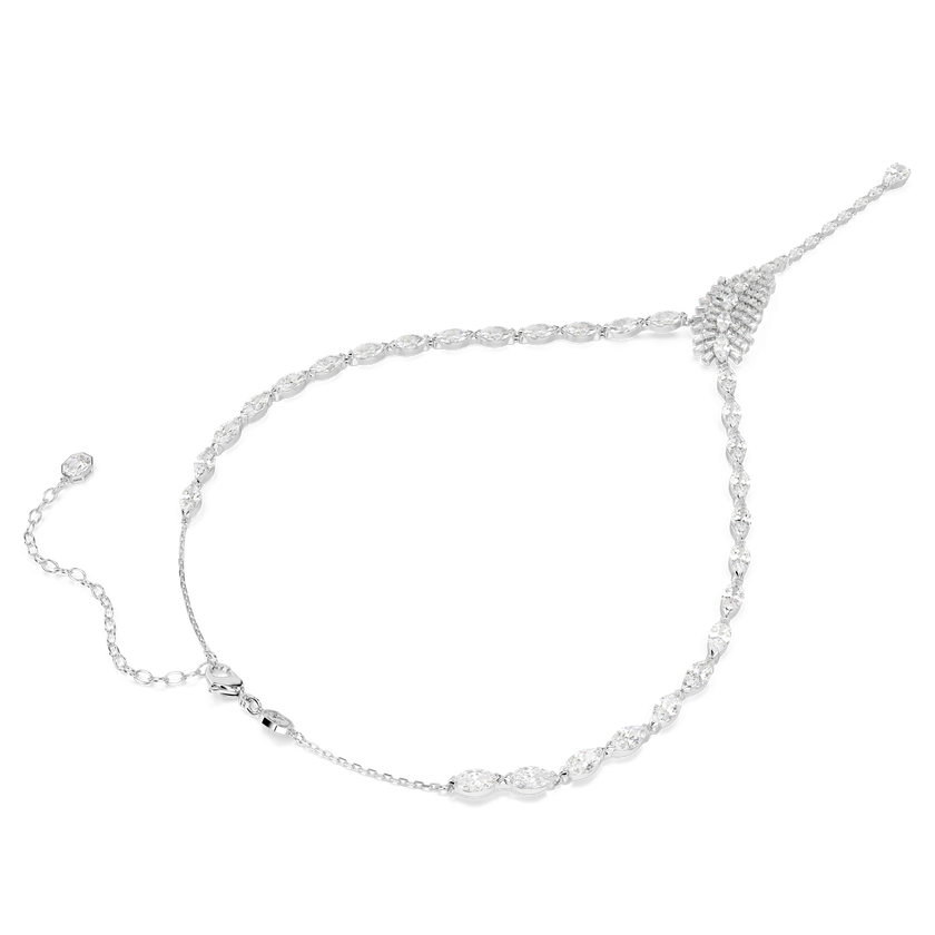 swarovski عقد vienna على شكل y، قطع متنوع، ريشة، لون أبيض، طلاء روديوم