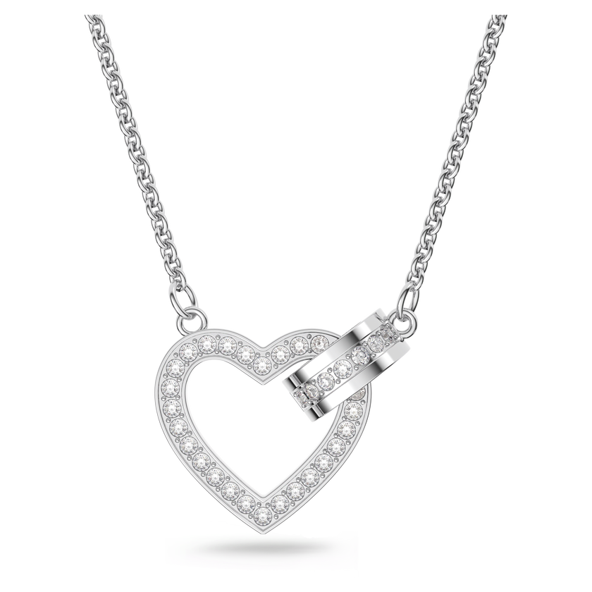 swarovski عقد lovely، على شكل قلب، لون أبيض، طلاء روديوم