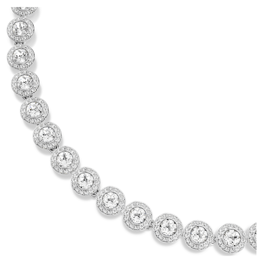 swarovski عقد una angelic tennis، قطع مُستدير، لون أبيض، طلاء روديوم