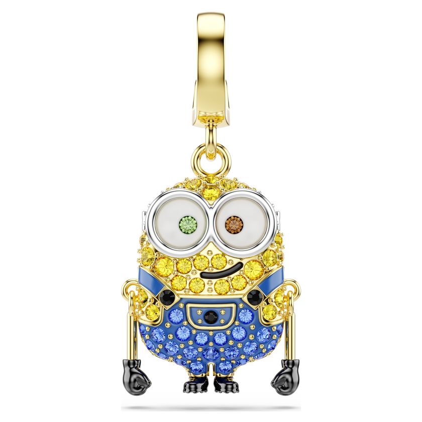 swarovski minions bob charm  pav   multicolored  gold tone plated