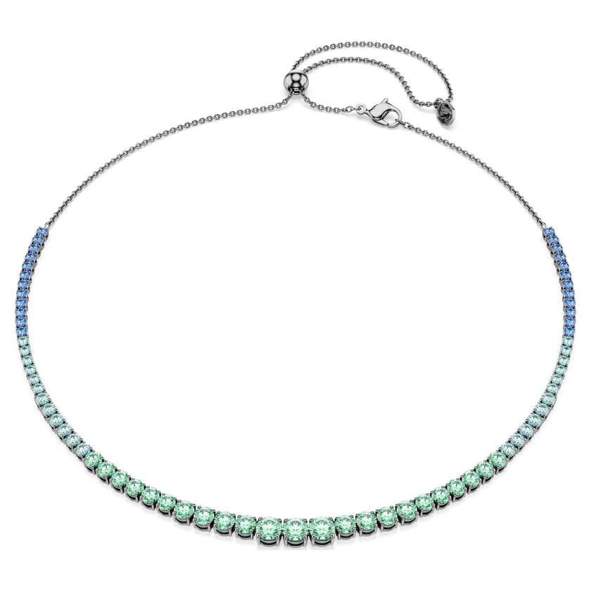swarovski عقد matrix tennis، قطع مستدير متدرج، ألوان متعددة، طلاء روثينيوم
