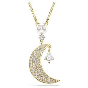 swarovski قلادة symbolica، قطع مُستدير، قمر، لون أبيض، لمسة نهائية من الذهب عيار 18 قيراط