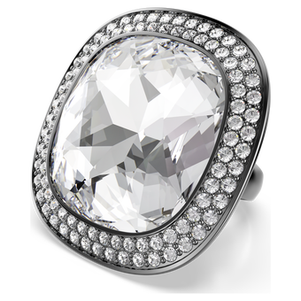 swarovski خاتم كوكتيل una angelic، قطع كوشن، لون أبيض، طلاء روتينيوم