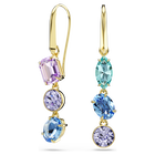 swarovski أقراط متدلية gema، تصميم غير متماثل، قطع متنوع، ألوان متعددة، طلاء باللون الذهبي