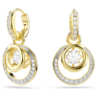 swarovski أقراط متدلية hyperbola، قطع مستدير، لون أبيض، طلاء باللون الذهبي