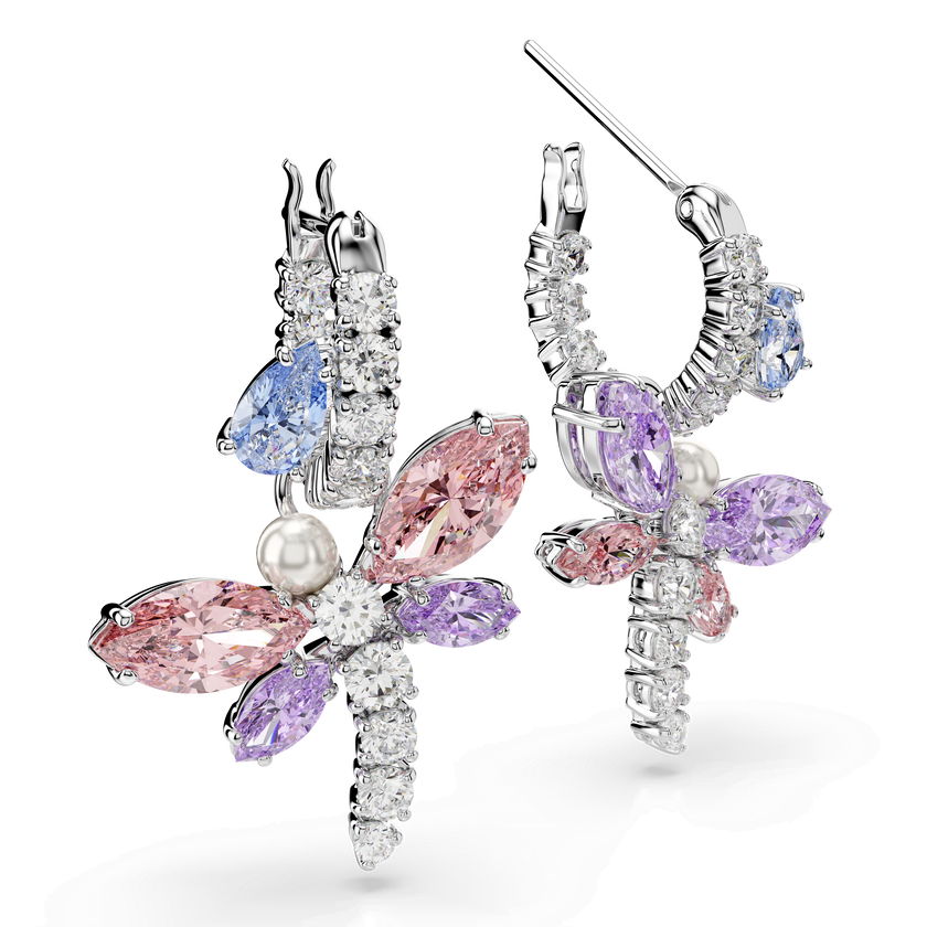 أقراط متدلية ariana grande x swarovski، قطع متنوع، شكل يعسوب، ألوان متعددة، طلاء روديوم