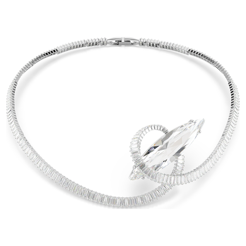 swarovski عقد شوكر matrix، قطع باغيت، لون أبيض، طلاء روديوم