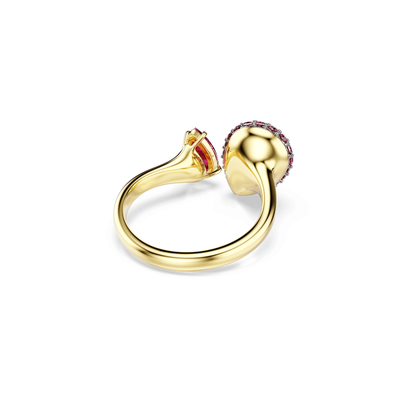 swarovski خاتم كوكتيل sublima، قطع على شكل كمثرى، لون أحمر، لمسة نهائية من الذهب عيار 18 قيراط